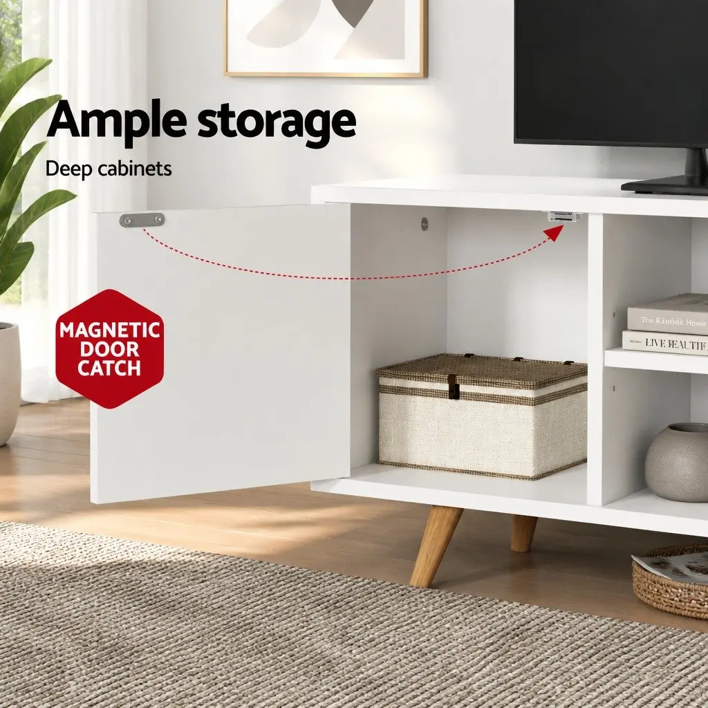 TV Entertainment Unit 120cm White Storage Cabinet with Drawers and Shelves