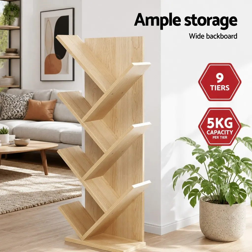Tree Bookshelf 9 Tier Storage Display Organizer Freestanding Wall Mount Shelving