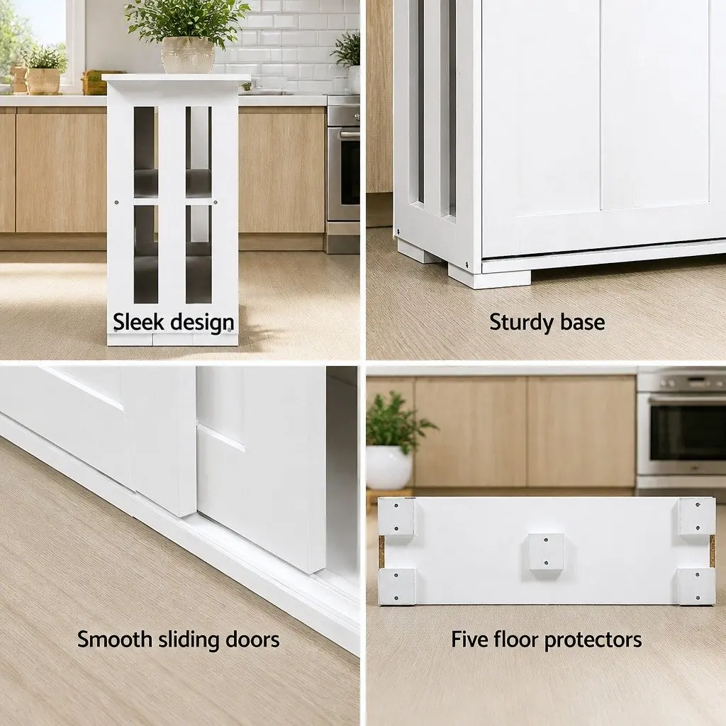 Buffet Sideboard Particle Board 99cm White Storage Cabinet with Sliding Doors
