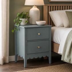 Bedside Table 2 Drawers Bedroom Nightstand Storage Green Easy Assembly