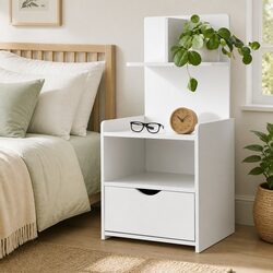 Practical Bedside Table with Drawer and Shelf Space