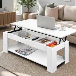 Versatile White Lift-Top Coffee Table for Everyday Use