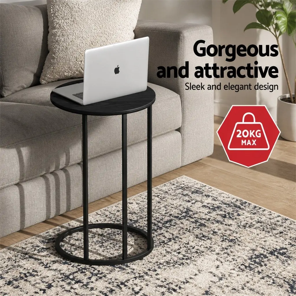 Round Coffee Table Particle Board and Metal Frame 40cm Black