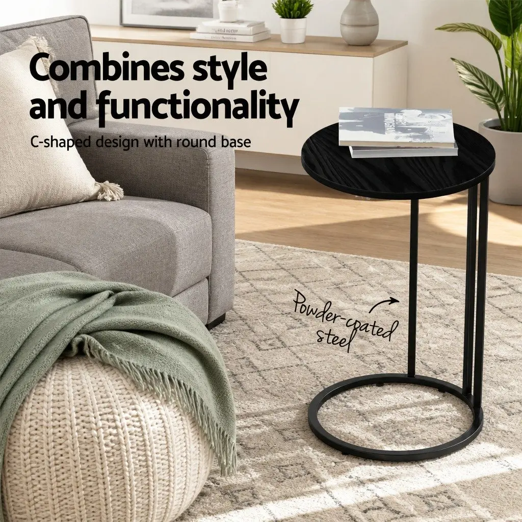 Round Coffee Table Particle Board and Metal Frame 40cm Black