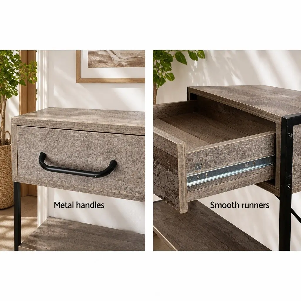 Console Table Particle Board 100 x 35 x 74.5 cm Rustic Colour 2 Drawers Storage Hallway Entry Display Shelf