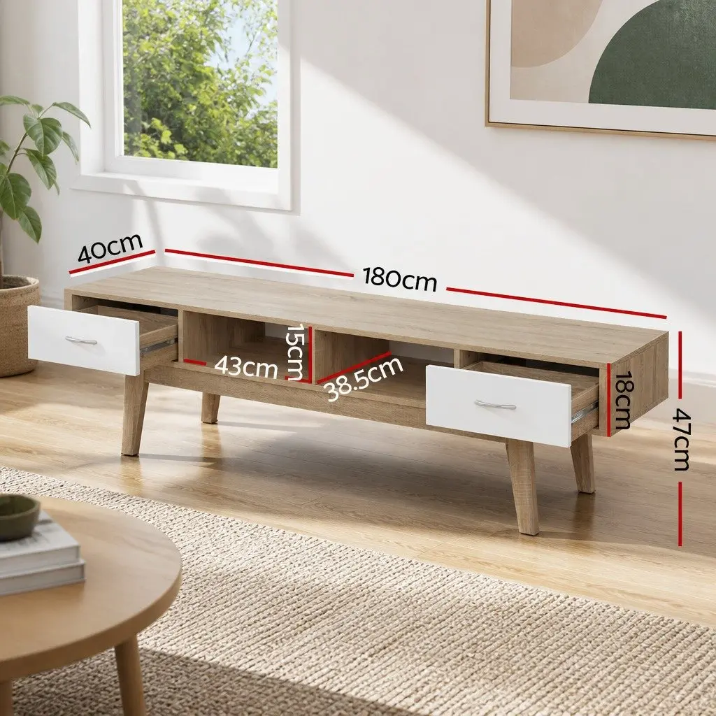 TV Unit Two-Tone Oak and White 180cm Living Room Storage