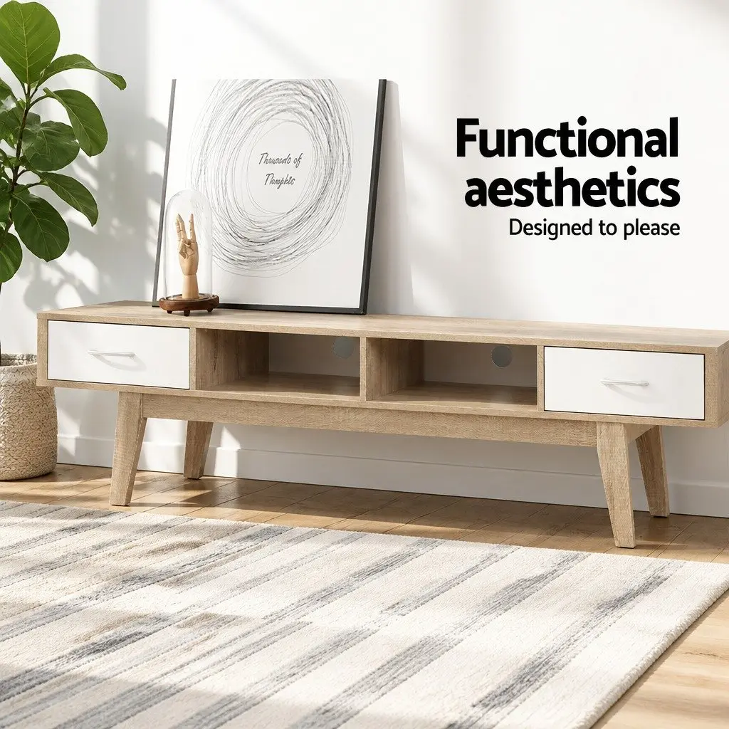 TV Unit Two-Tone Oak and White 180cm Living Room Storage