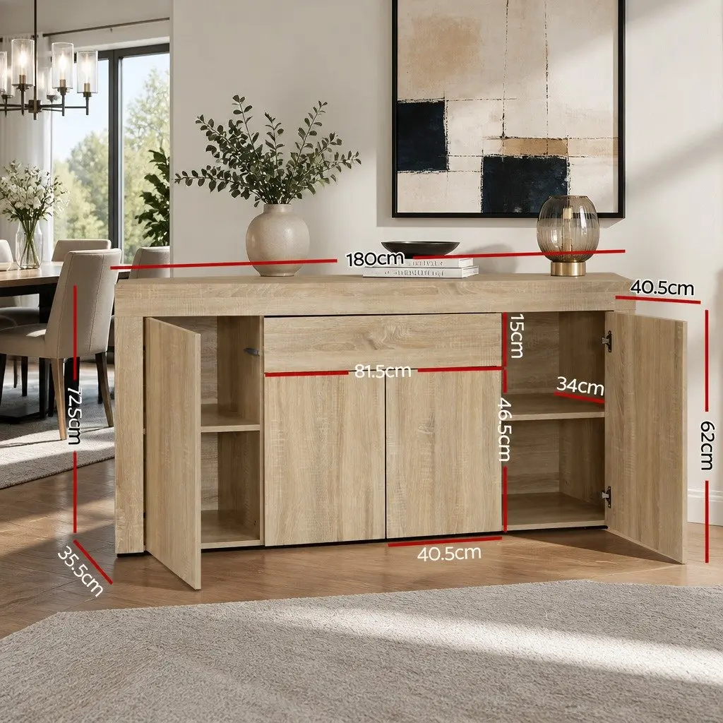 Buffet Sideboard Modern Melamine Particle Board 180cm Medium Wood Tone