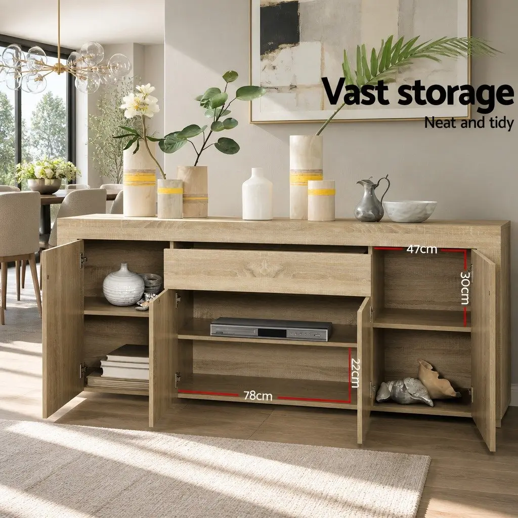 Buffet Sideboard Modern Melamine Particle Board 180cm Medium Wood Tone
