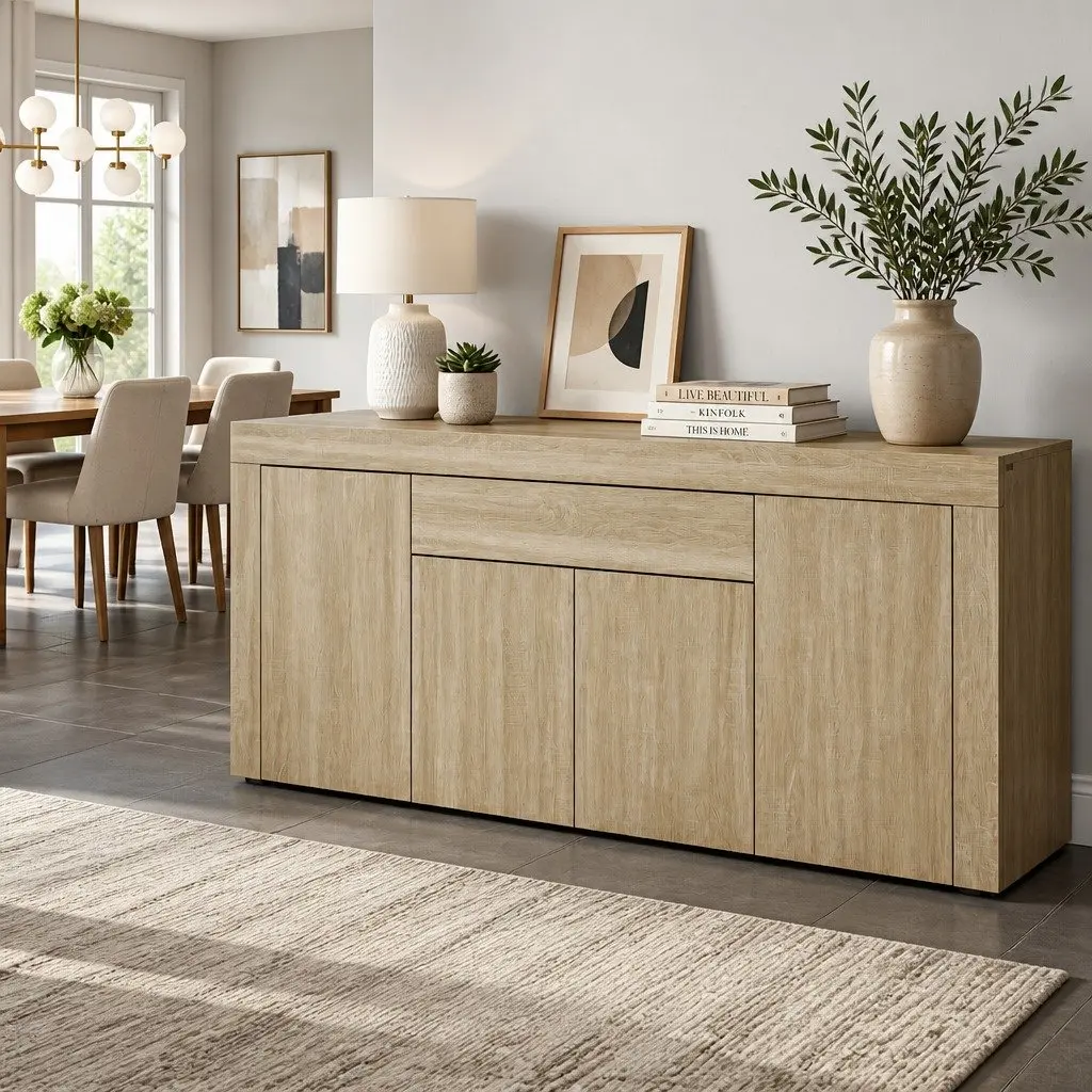 Buffet Sideboard Modern Melamine Particle Board 180cm Medium Wood Tone