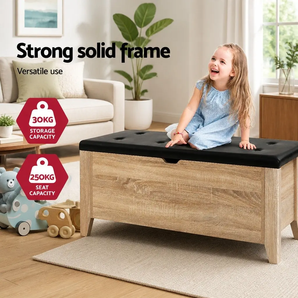 Storage Ottoman Wooden Frame 106cm L Oak Colour