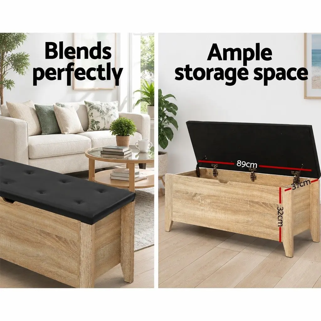 Storage Ottoman Wooden Frame 106cm L Oak Colour