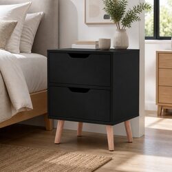 Practical Black Nightstand with Two Drawers for Home Use