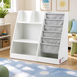Functional Kids Bookshelf with Open Shelves - White