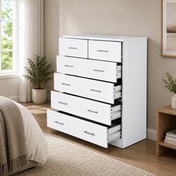Versatile 6-Drawer Tallboy Chest for Practical Storage