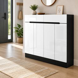Shoe Rack Cabinet Storage 120cm with Drawer Adjustable Shelves White Black