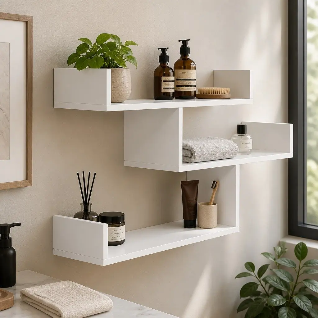 Floating Wall Shelf 3 Tier Particle Board Melamine Veneer 120cm White