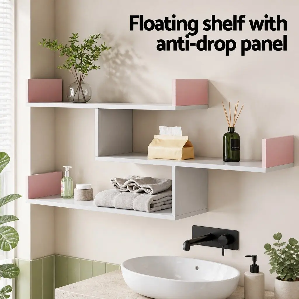 Floating Wall Shelf 3 Tier Particle Board Melamine Veneer 120cm White
