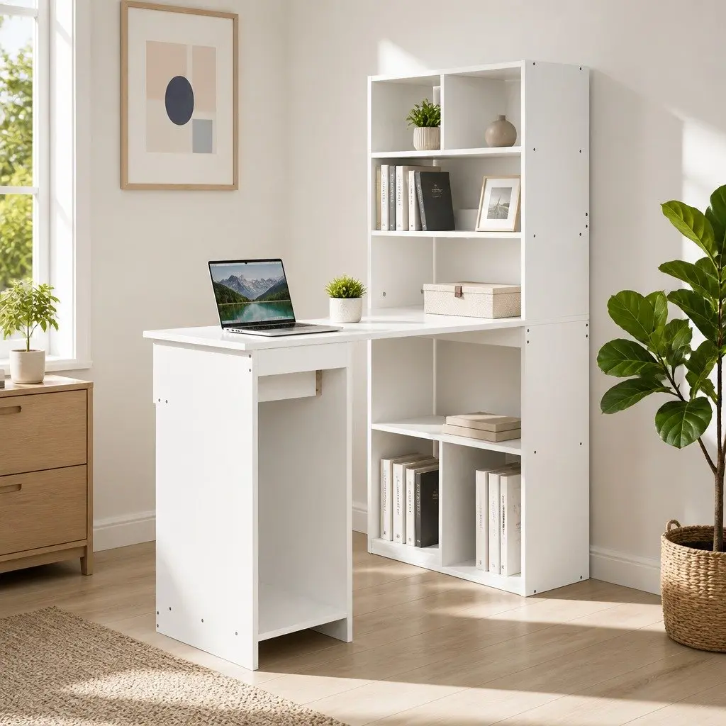 Computer Desk with 5-Tier Shelf for Home Office 120cm
