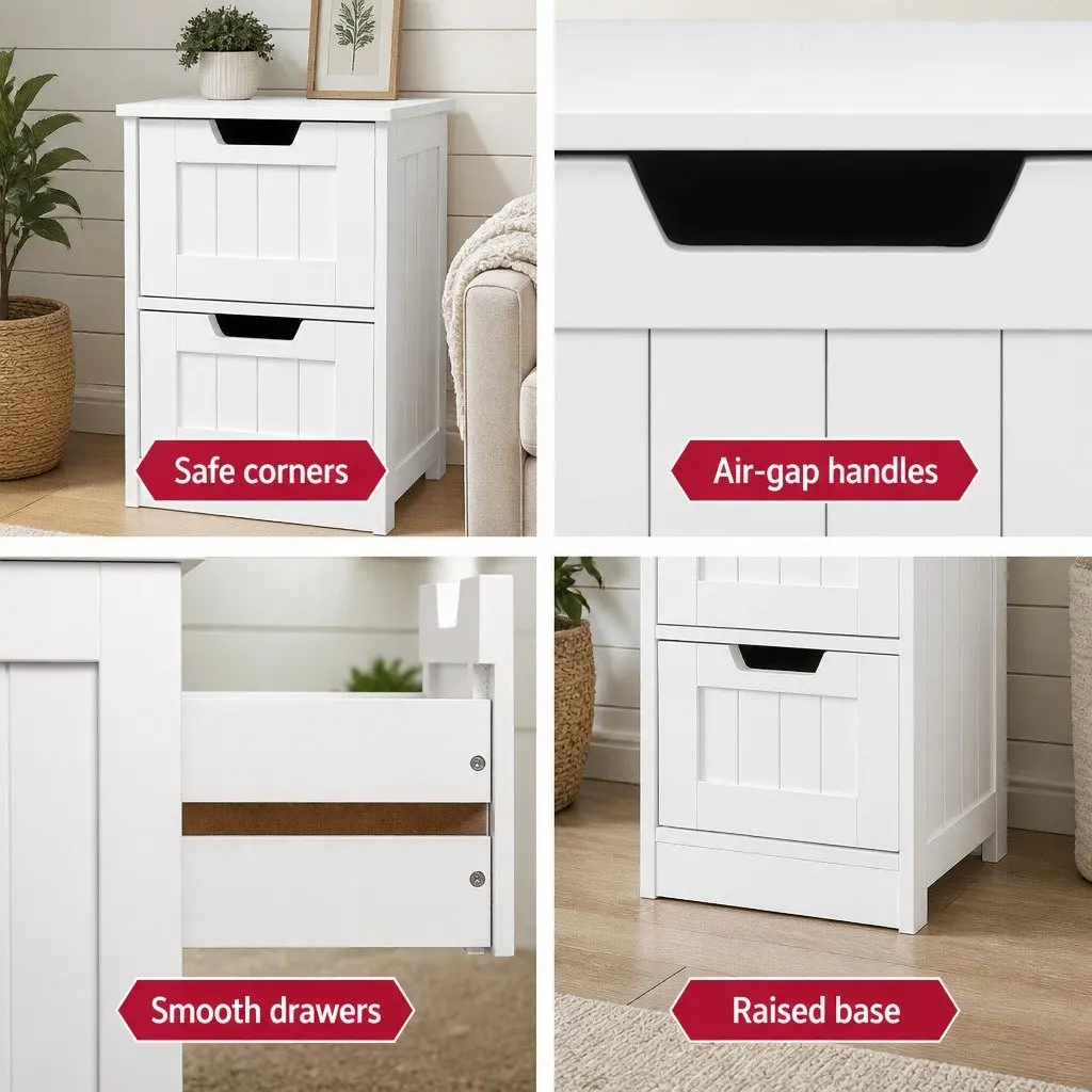 White Chest of Drawers 4 Drawer Storage Cabinet Bedroom Dresser