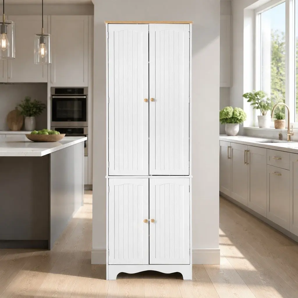 Tall Cupboard Storage Cabinet E1 MDF White 60cm x 30cm x 183cm