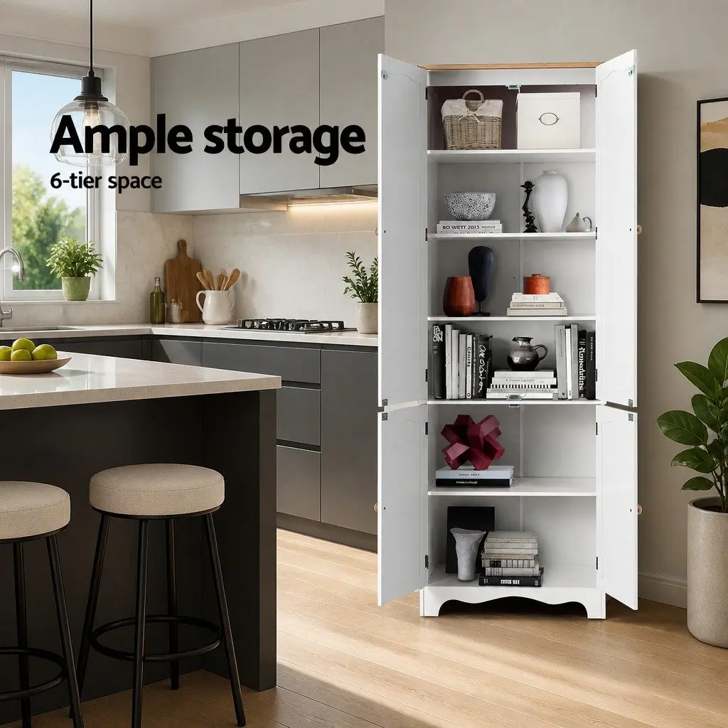 Tall Cupboard Storage Cabinet E1 MDF White 60cm x 30cm x 183cm