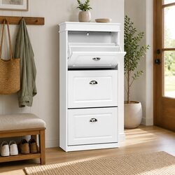 Practical 3-Tier White Shoe Rack for Home Use
