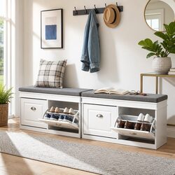 Functional White Shoe Bench for Your Hallway Needs