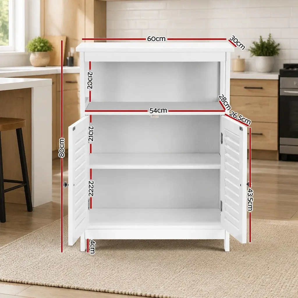 White Buffet Sideboard Storage Cabinet Louvred Cupboard Dining Room Furniture