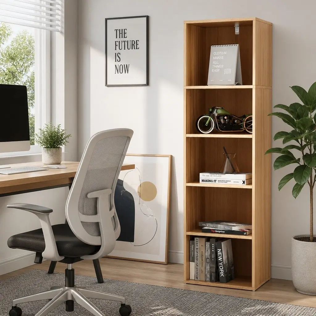 5-Tier Bookshelf Pine Adjustable Removable Storage Display Shelves 33cm W x 30cm D x 120cm H