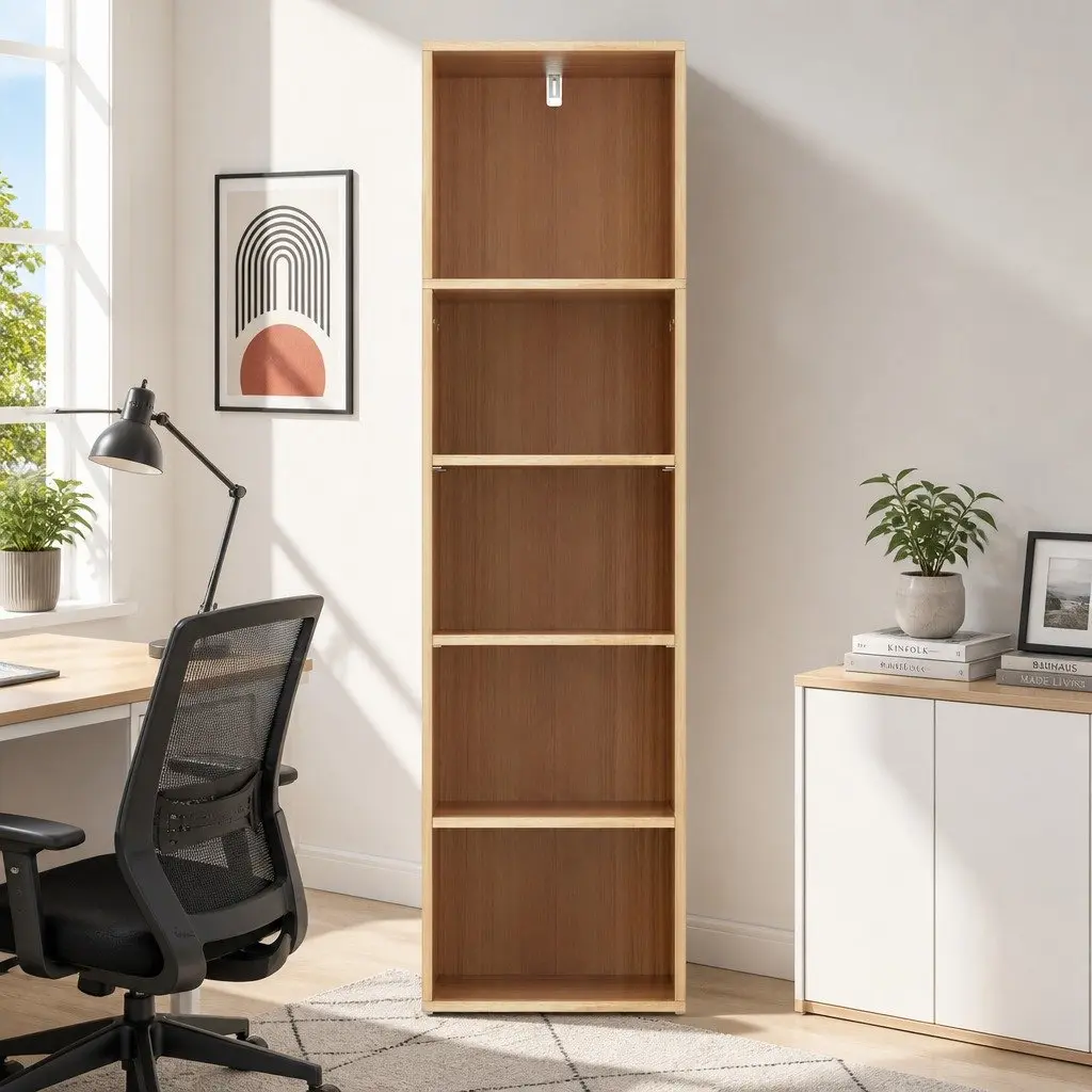 5-Tier Bookshelf Pine Adjustable Removable Storage Display Shelves 33cm W x 30cm D x 120cm H