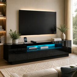 Practical 180cm Black TV Unit for Every Living Room