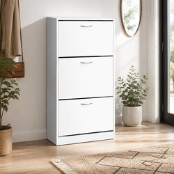 Shoe Rack Cabinet 36 Pairs Storage Adjustable Shelves White Organiser
