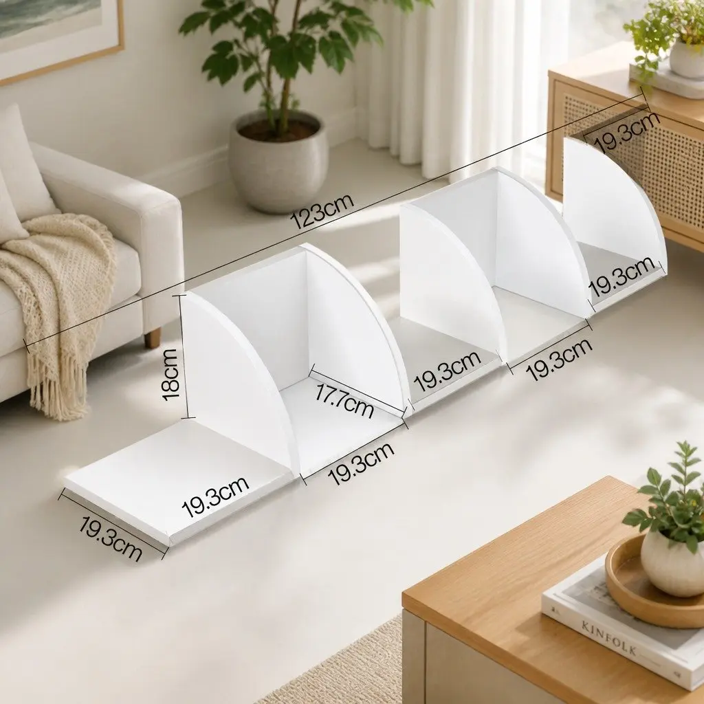 Wall Corner Floating Shelf 5-Tier Particle Board 19.3 x 19.3 x 123cm White