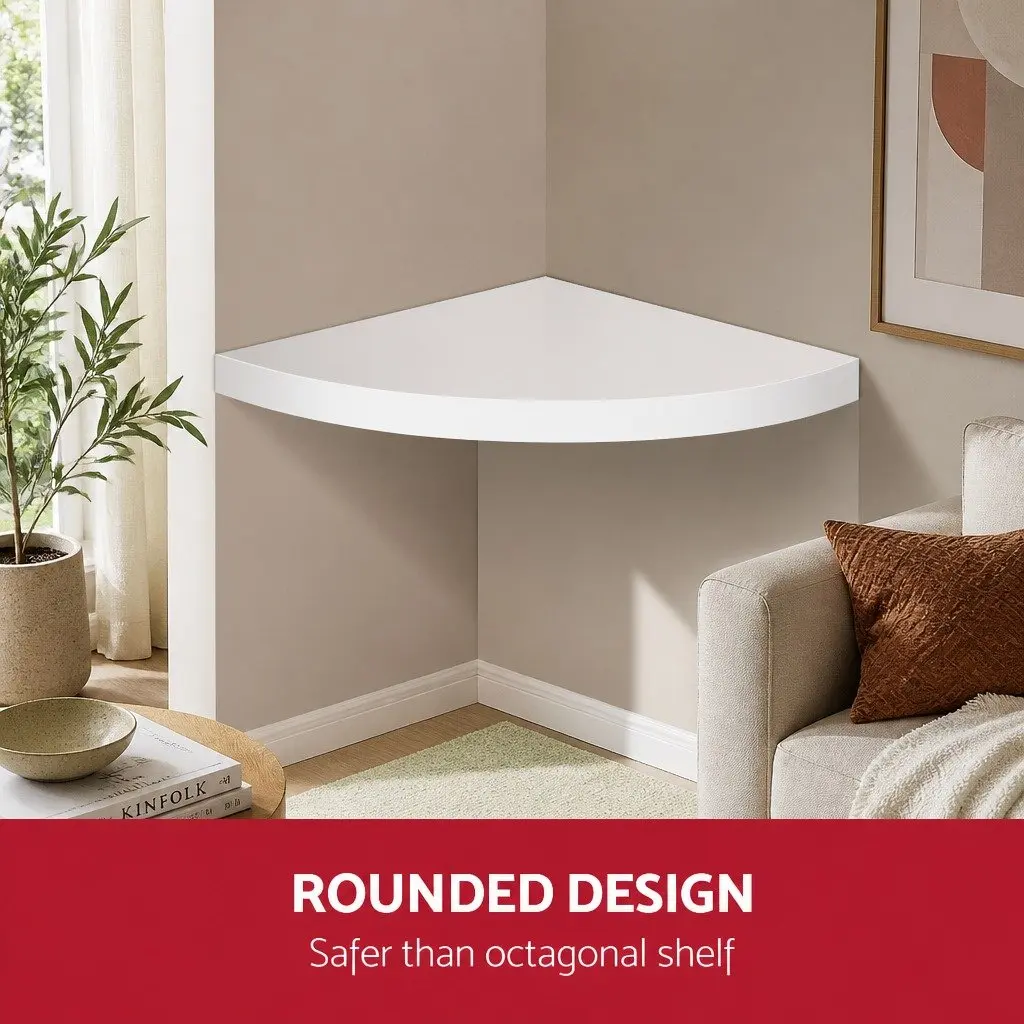 Wall Corner Floating Shelf 5-Tier Particle Board 19.3 x 19.3 x 123cm White