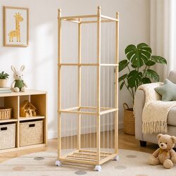 Stuffed Animal Storage Tower with Wheels Wooden Toy Organizer Vertical Design