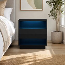 Versatile Bedside Table with LED Lighting for Practical Use