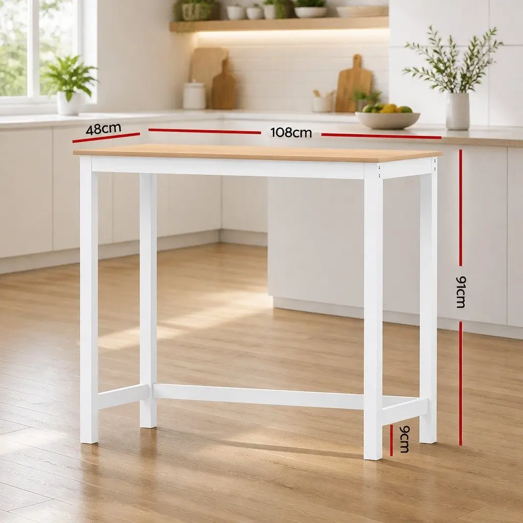 Bar Table Pinewood MDF Rectangular 108cm Pine White