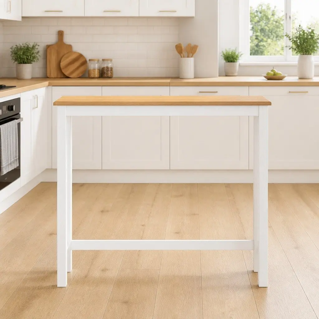 Bar Table Pinewood MDF Rectangular 108cm Pine White