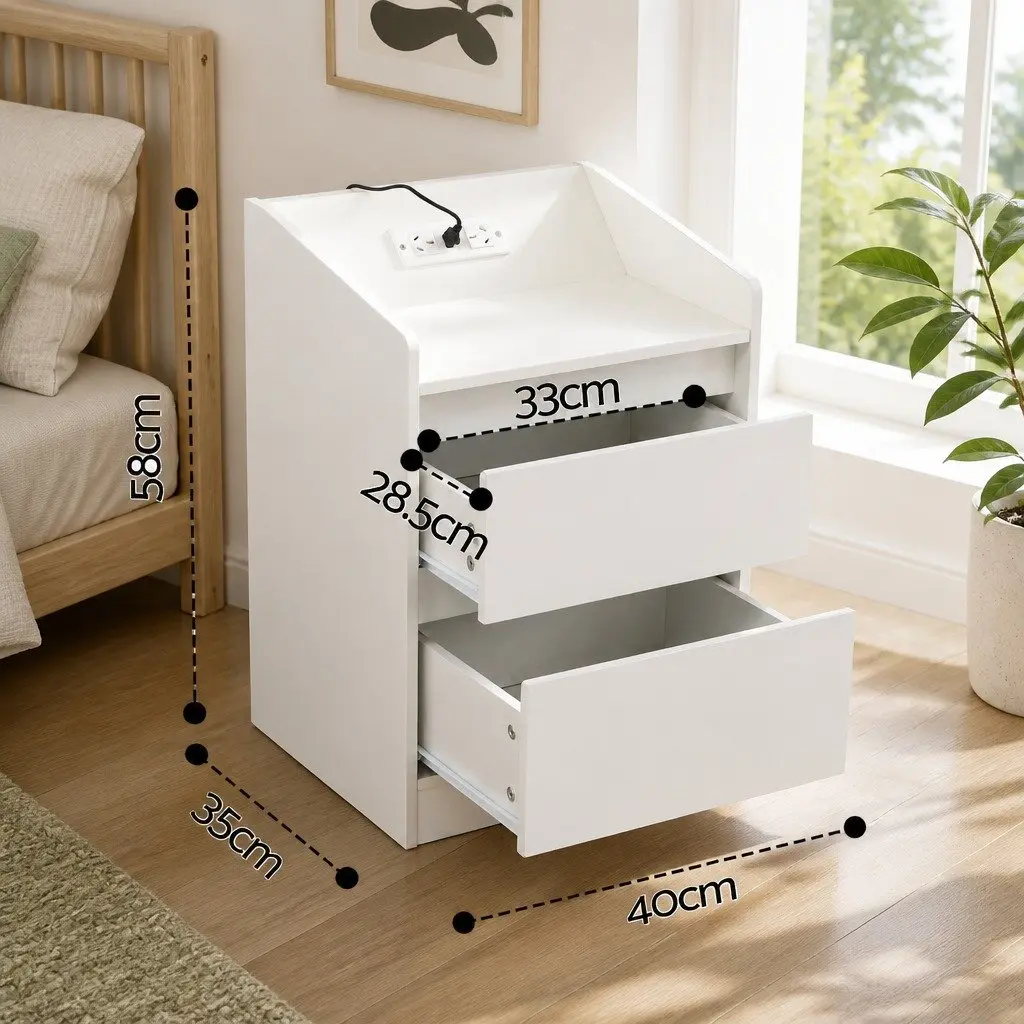Nightstand with Charging Options & LED Lights