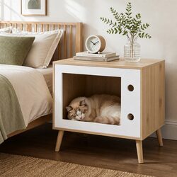 Functional Bedside Table with Cozy Cat Nest