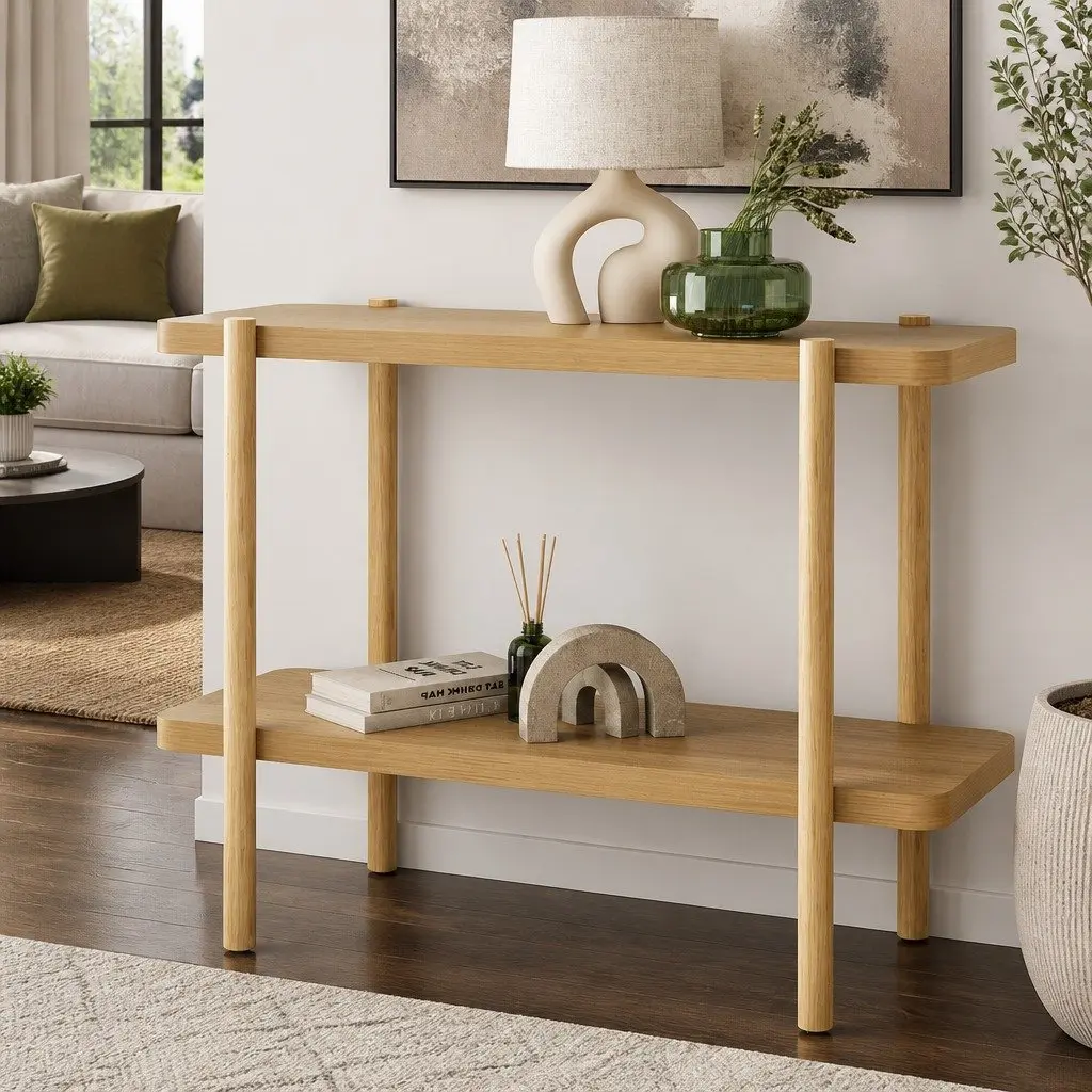 Console Table 92CM 2-Tier Display Storage Living Room Bedroom Office Furniture