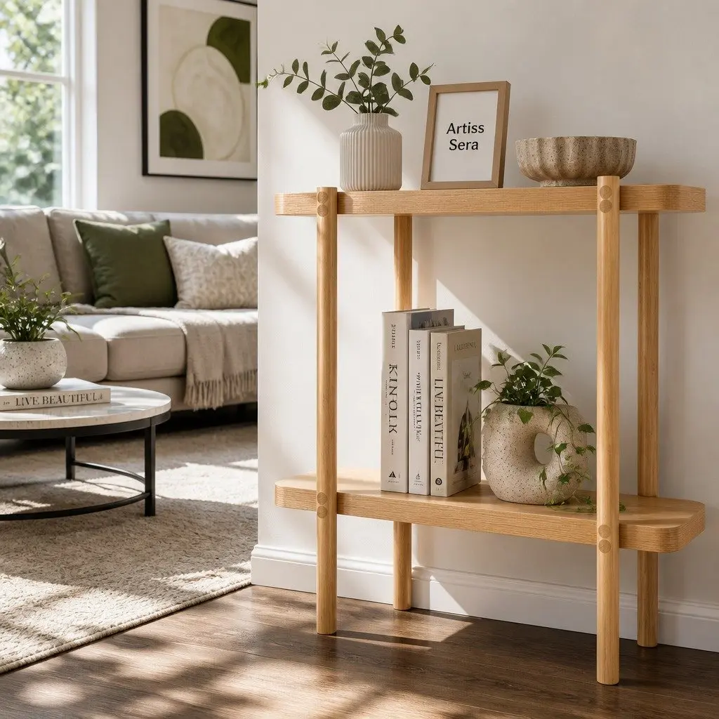 Console Table 92CM 2-Tier Display Storage Living Room Bedroom Office Furniture