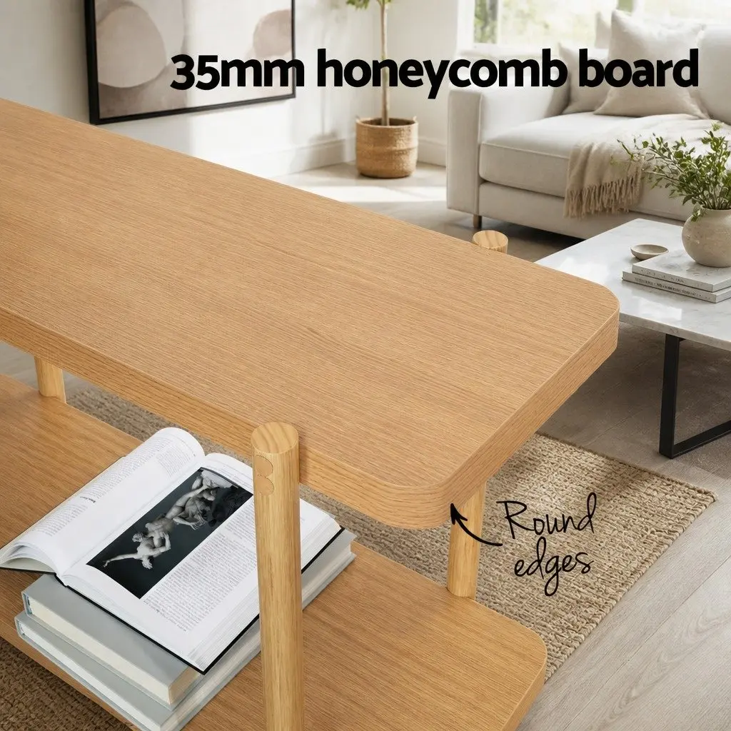 Console Table 92CM 2-Tier Display Storage Living Room Bedroom Office Furniture