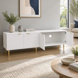 TV Entertainment Unit Cabinet 180CM White 4-Door Storage Stand Living Room