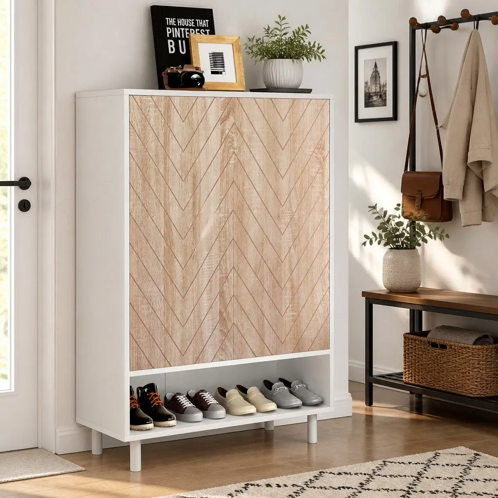 Shoe Rack Cabinet Particle Board 6-Tier Storage Organizer White 24 Pairs