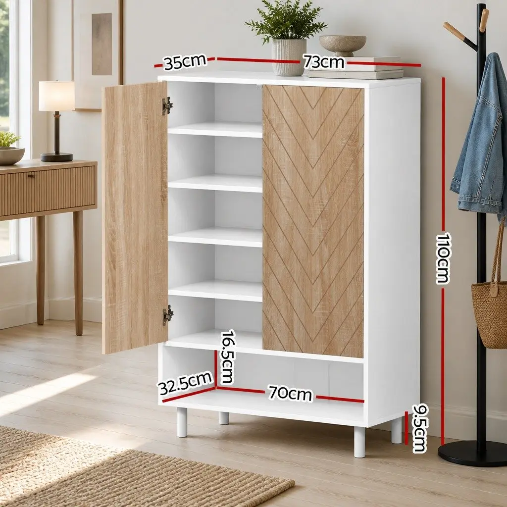 Shoe Rack Cabinet Particle Board 6-Tier Storage Organizer White 24 Pairs