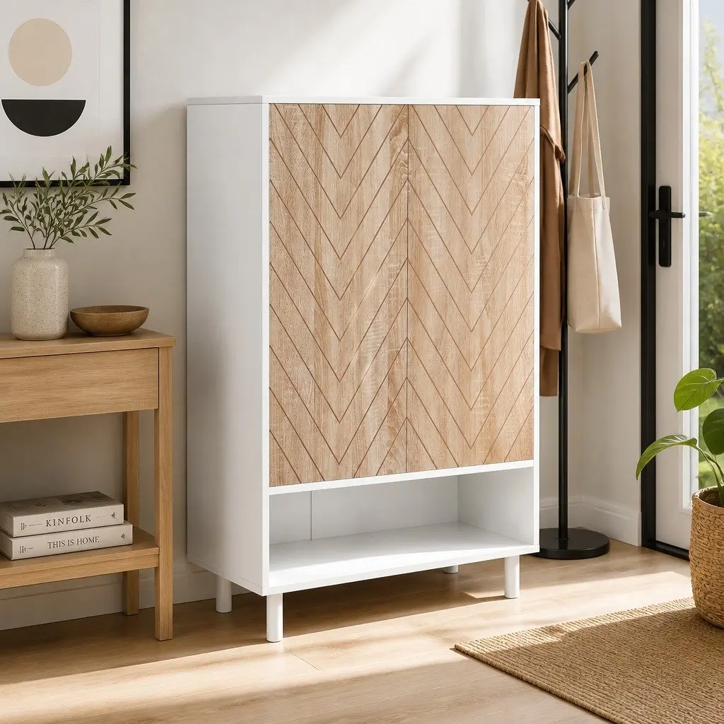 Shoe Rack Cabinet Particle Board 6-Tier Storage Organizer White 24 Pairs