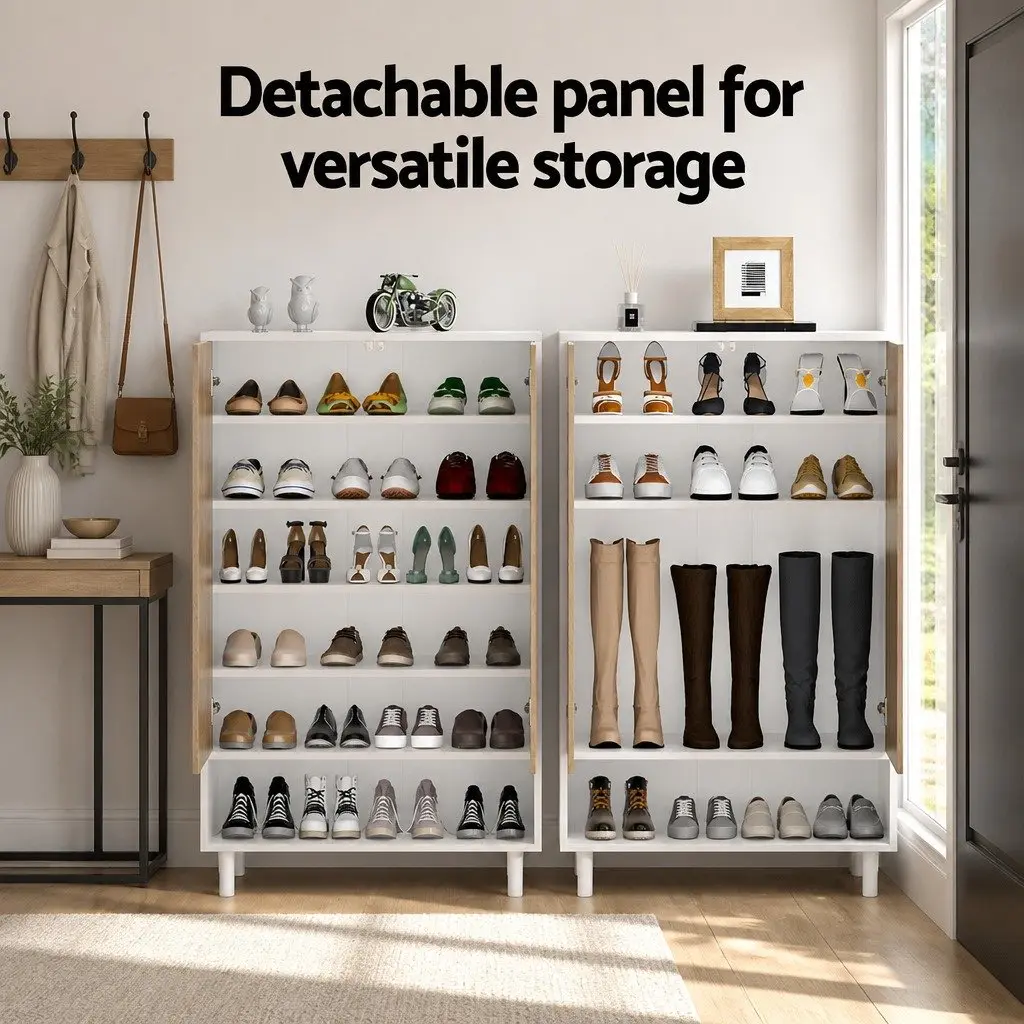 Shoe Rack Cabinet Particle Board 6-Tier Storage Organizer White 24 Pairs