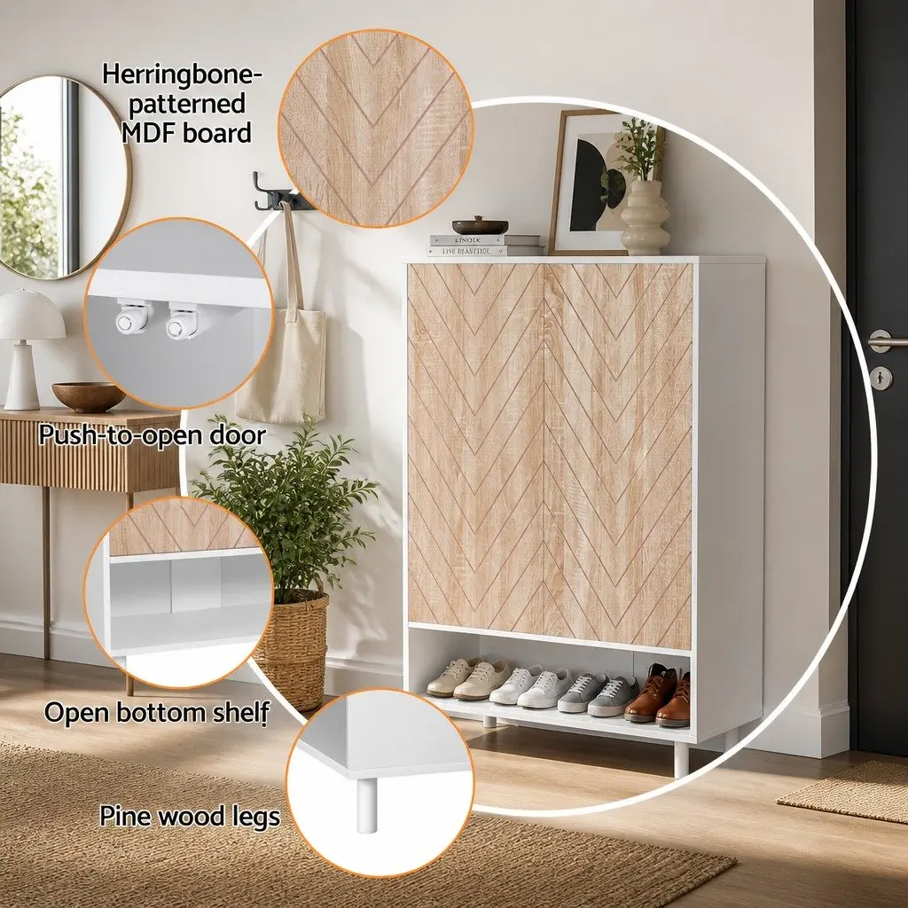 Shoe Rack Cabinet Particle Board 6-Tier Storage Organizer White 24 Pairs